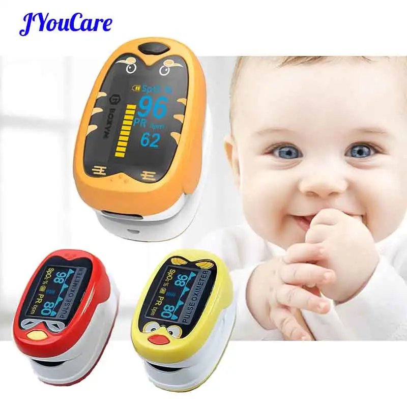 JYouCare Rechargeable fingertip Pulse Oximeter Pediatric Oximetro pediatrico De Dedo OLED Children kids Finger Pulsioximetro CE