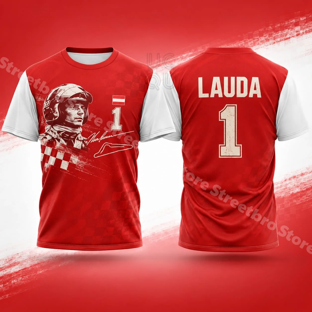 Lauda 1 Mens F1 Racing Graphic T Shirt Summer Motorsport Fan Apparel Unisex Streetwear Top for Grand Prix Events and Daily Wear