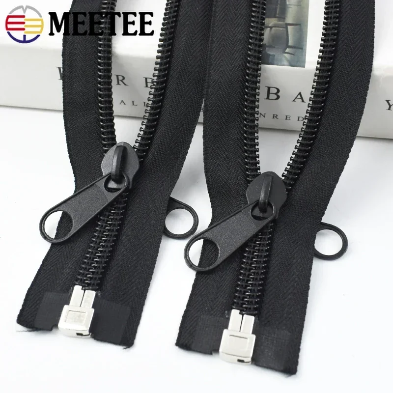 Meetee 10# 80-300cm Plastic Nylon Zippers Black Open End Long Zip for Outdoor Tent DIY Tailor Sewing Craft Bag Clothes Accessory