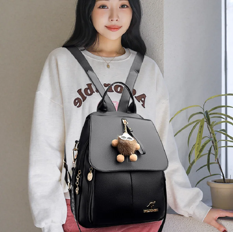 

Новые женские кожаные дорожные рюкзаки высокого качества, корейские модные сумки на плечо большой вместимости, школьная сумка, рюкзак через плечо