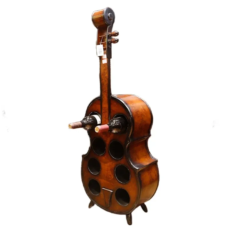 1 Meter Wooden Cello Guitar Wine Cabinet Winery Wine Rack Locker Bar Restaurant Vintage Decor