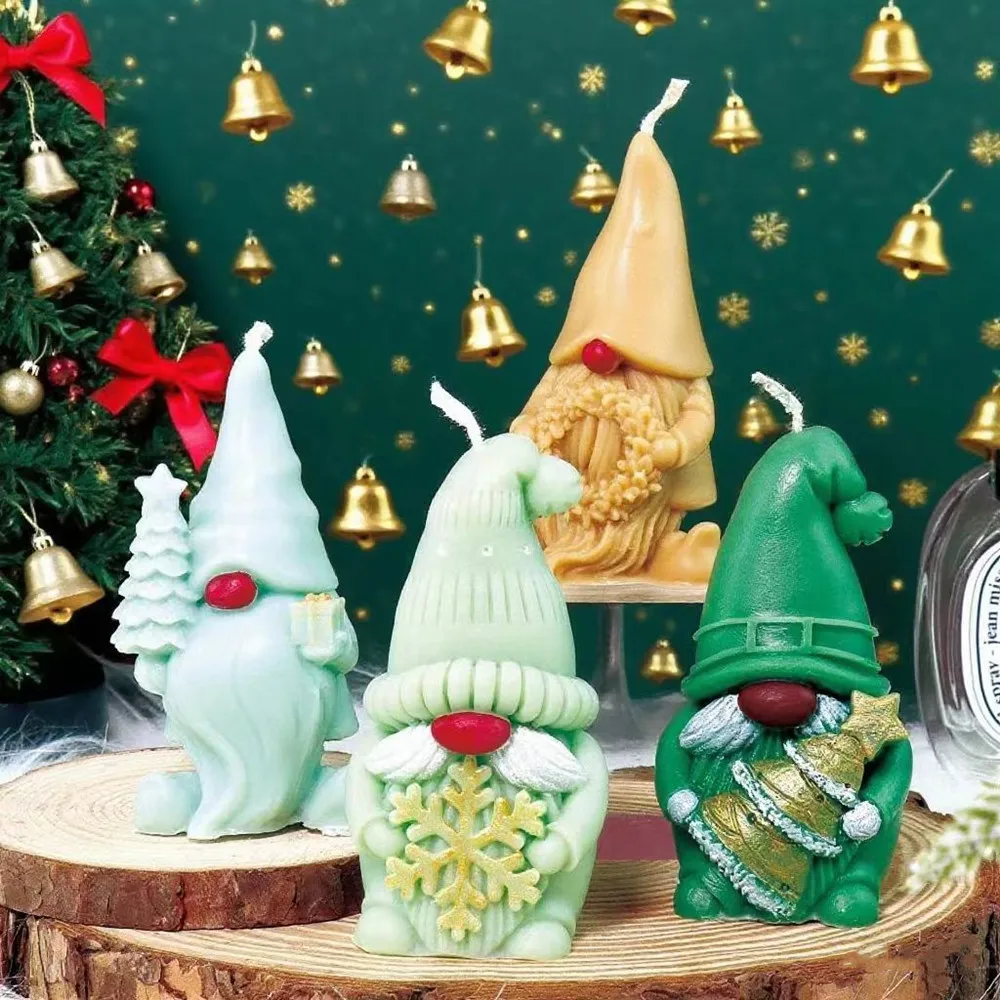 Gesichtslose Weihnachts-Weihnachtsmann mit Kiefernholz und Geschenkbox, Silikon-Kerzenform, Weihnachtsmann-Duftseifenform für Weihnachtsdekoration, Geschenke