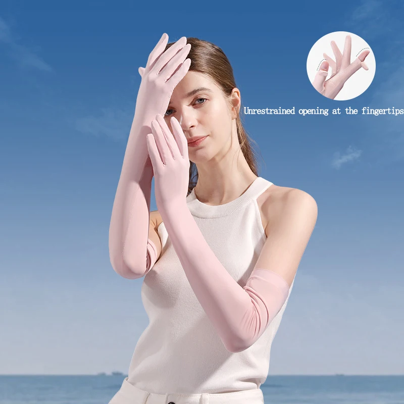 Manicotti protettivi per il ghiaccio, manicotti protettivi per il sole con braccio esteso in seta ghiacciata con design ribaltabile per la protezione solare durante la guida