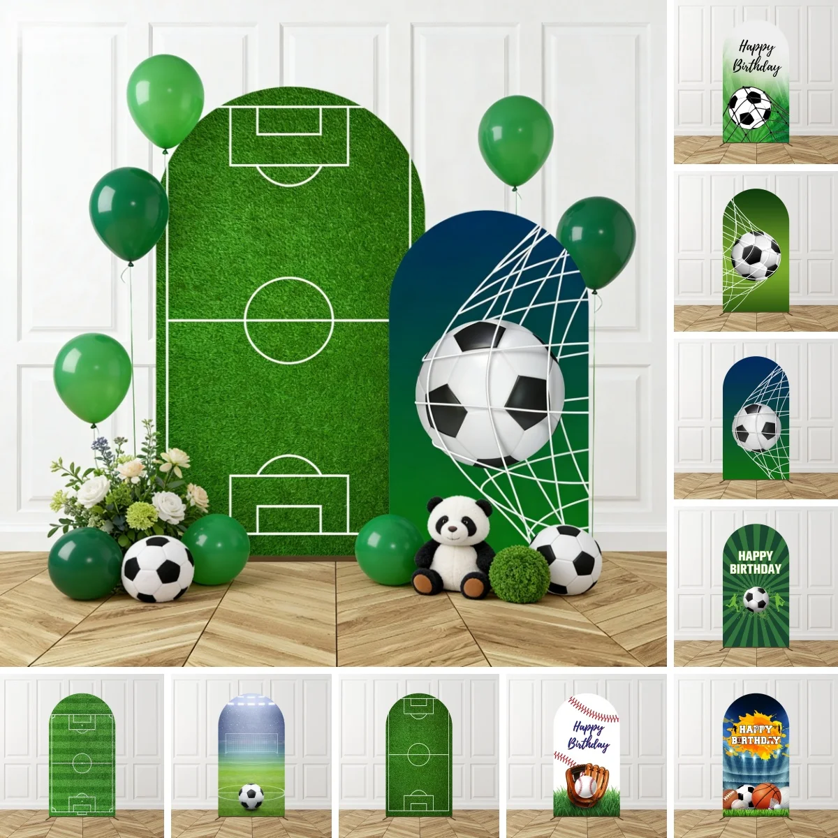 Arch Backdrop Covers Green Football Field Soccer Birthday Party Decoration Background Boy Kids Baby Shower Sports Parties Photo