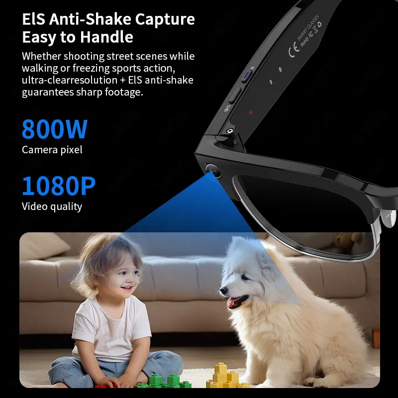 Okulary inteligentne LIGE New AI 800W z kamerą, nagrywanie wideo 1080P, połączenia Bluetooth, okulary przeciwsłoneczne, sterowanie głosowe, tłumaczenie, soczewki zmieniające kolor