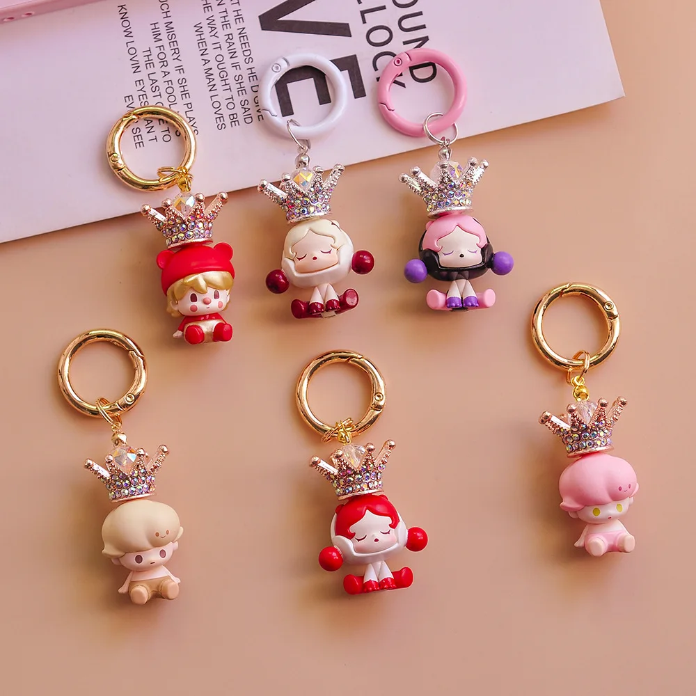 Cute Cartoon Keychain DIY Crown Handbag Pendant Trendy Accessories Sitting Posture Lying Postures Key Ring