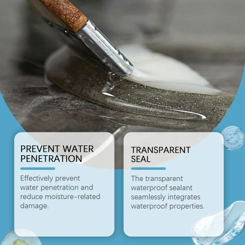 Transparent Waterproof Sealant Used for Roof Leak Repairs Bathroom Tile DIY Home Concrete Walls Fast Drying Comes with Brush