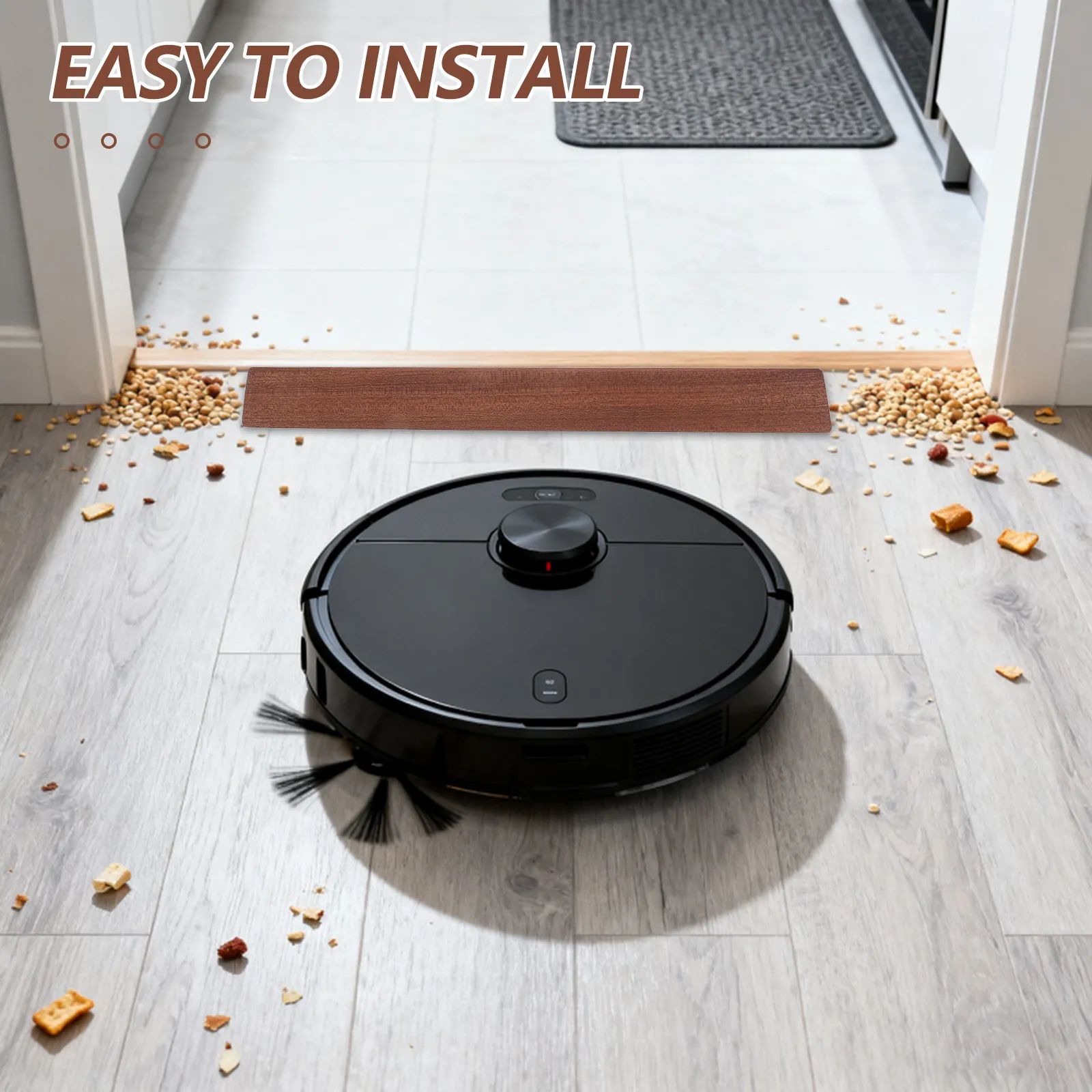

Wood Threshold Ramp 0.4 Rise Indoor Doorways Sweeping Robot Ramp Pad Floor Transition Strip 20 Inch Long for Robot Vacuum