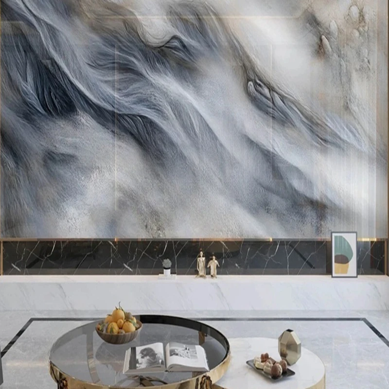 Modern Marble Texture Custom Wallpaper Abstract Feather Murals for Living Room Bedroom Office Decor Background Papier Peint