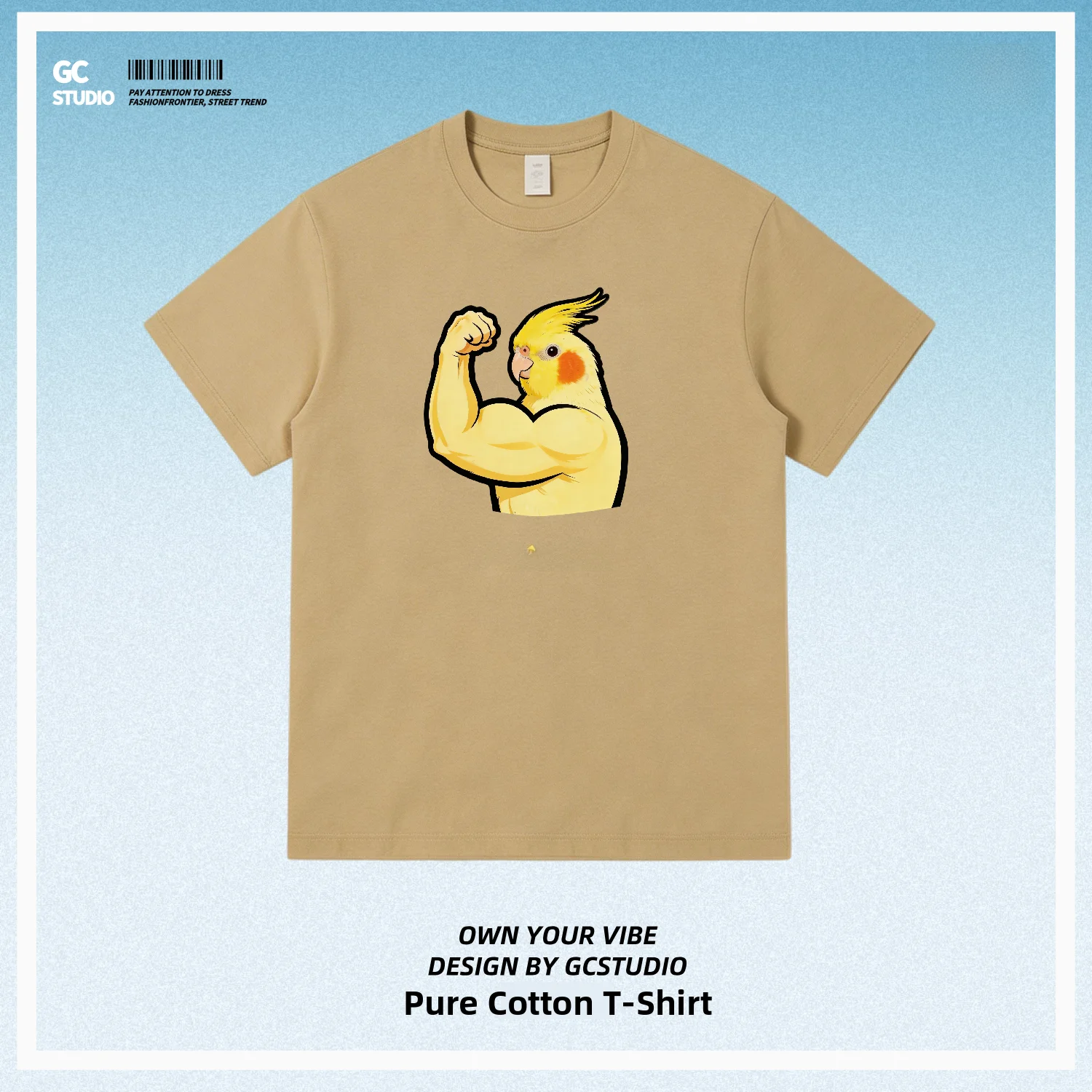 Creative Muscle Fitness Peacock Parrot Unisex Cotton Short Sleeve Breathable Sporty Funny Printed T-Shirt for All Ages