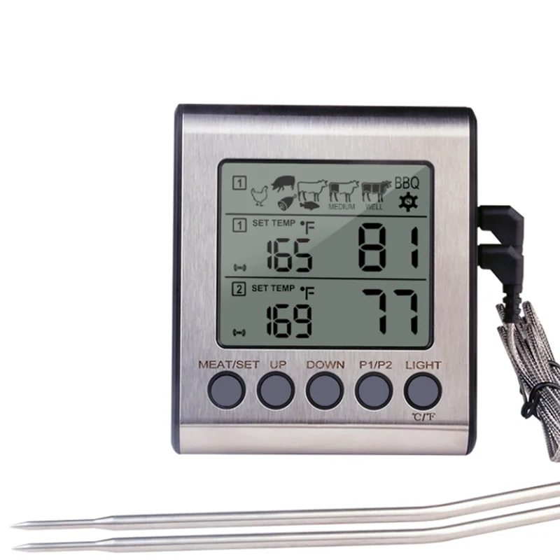 ABKI-Dual Probes Digital Thermometer Dual Probe Grill Thermometer Forkitchen Withbig LCD Screen