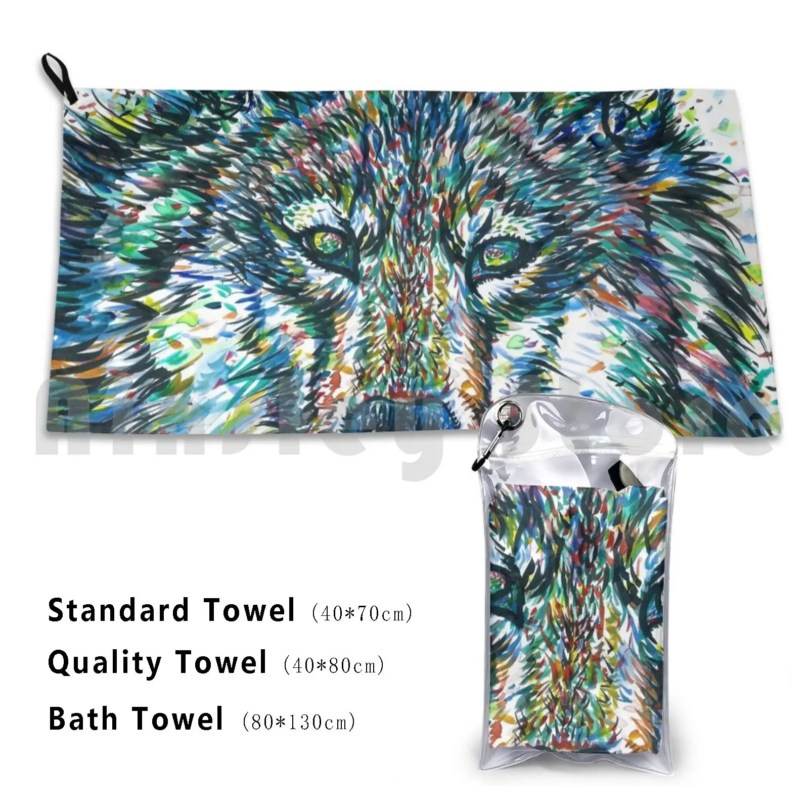 Towel Wolf-Watercol…