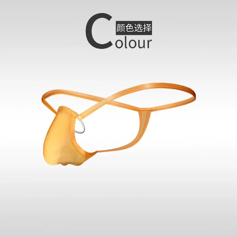 Unique Underwear Men's Thongs Fully Transparent T-Pants Ultra-Thin Ice Silk Men's Fun Low Waisted Slim Fitting T-Pants