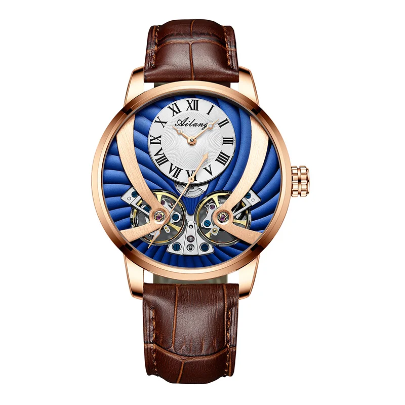 

AILANG Luxury Business Male Watch Stainless Steel Double Tourbillon Men Clock Waterproof Automatic Mechanical Men's Watches