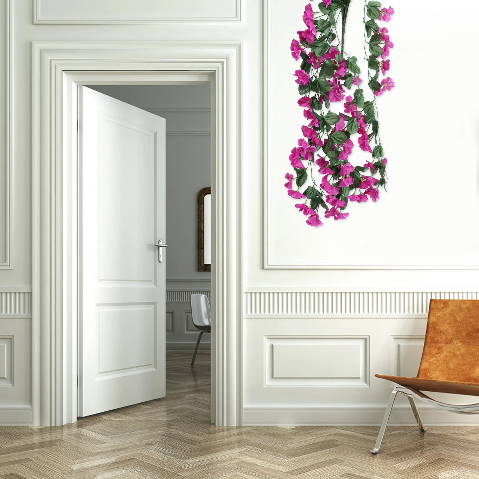 

2Pcs Fake Violet Flower Hanging Garland Simulation Wall Decor Home Decoration Wedding Party Accent Hanging Fake Flower