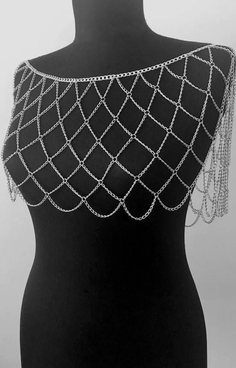 

SL0230 Fashion Woman Shawl Body Chains Metal Chain Jewelry Net Style Gold Silver Black Choose