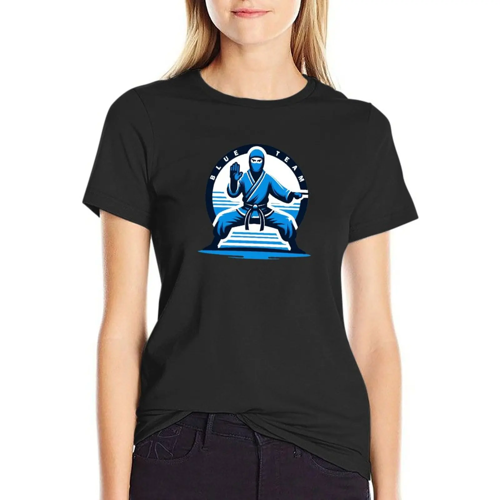 

Blue team ninja defending cybersecurity T-Shirt cute clothes graphics summer top sports fans Summer Women's clothing