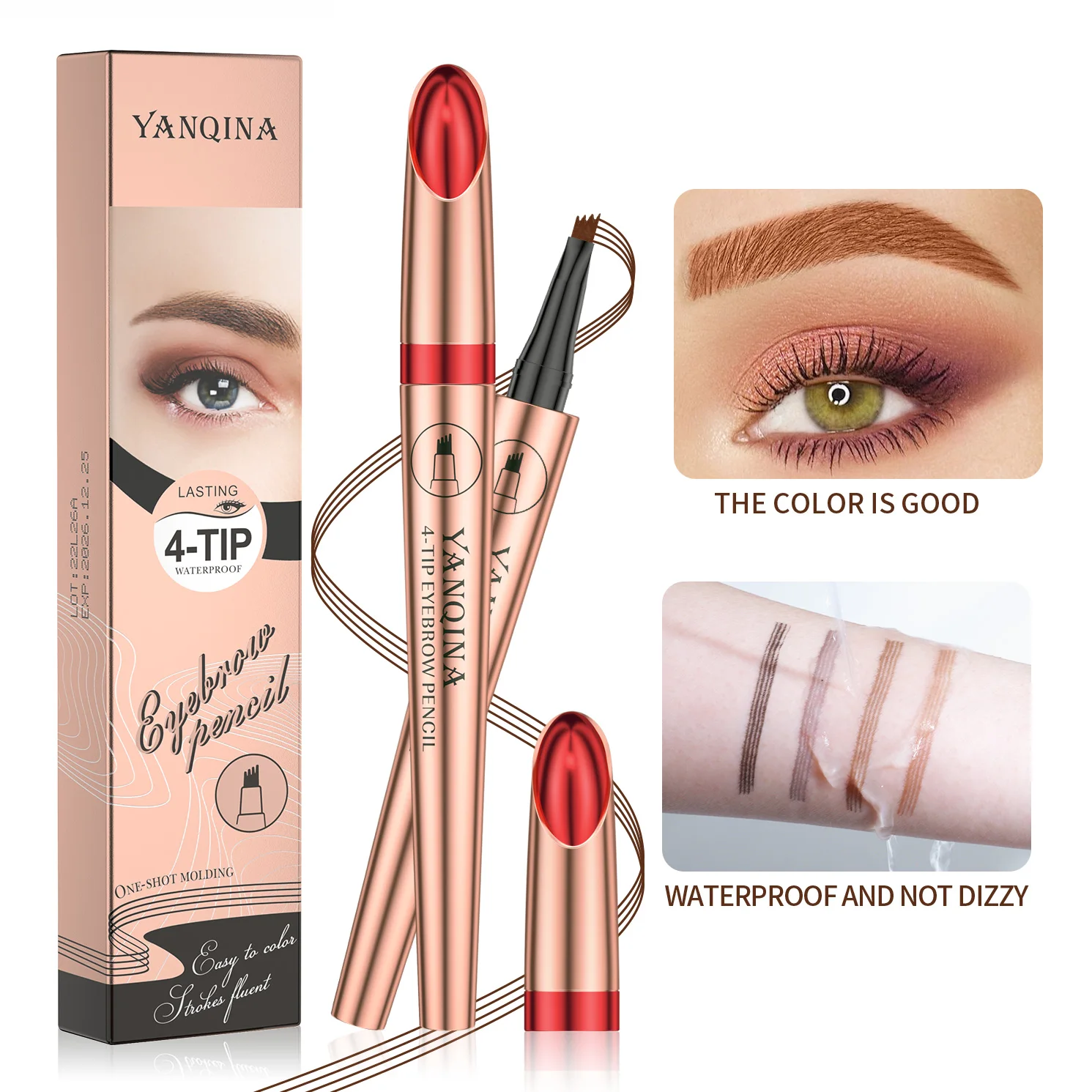 5 Colors Eyebrow Pen Waterproof 4-Fork Tip Eyebrow Tattoo Pencil Long Last Natural Dark Brown Liquid Eye Brow Pencil Microblade