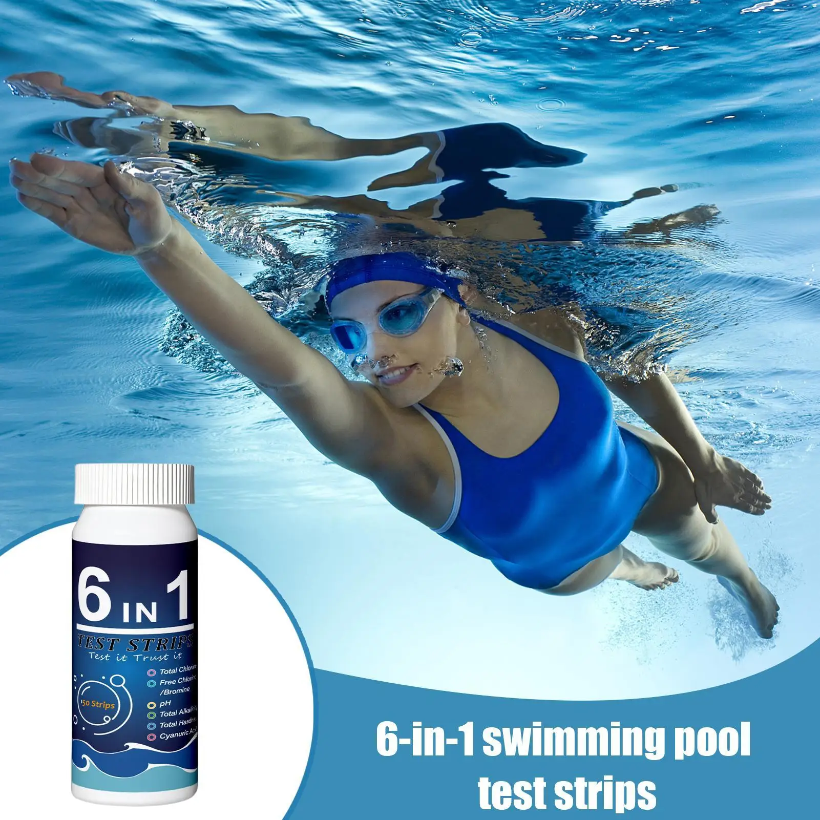 

Hot Tub Test Strips Saltwater Tester Portable 6-in-1 Water Test Strips For Saltwater Spa Freshwater Home Hot Tub Pool Drinking