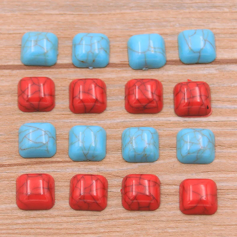 20Pcs 10mm 2021 New Two Color Flat Bottom Drill Square Acrylic Cabochons Jewelry Settings For Bracelet Earrings Accessories