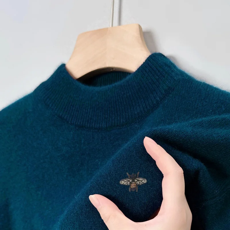 

Designer Original Men's O-Neck Bee Embroid Knitted Sweater Winter Hot Sales Stretch Warm Bottom Shirt Fashion Casual Men's wear