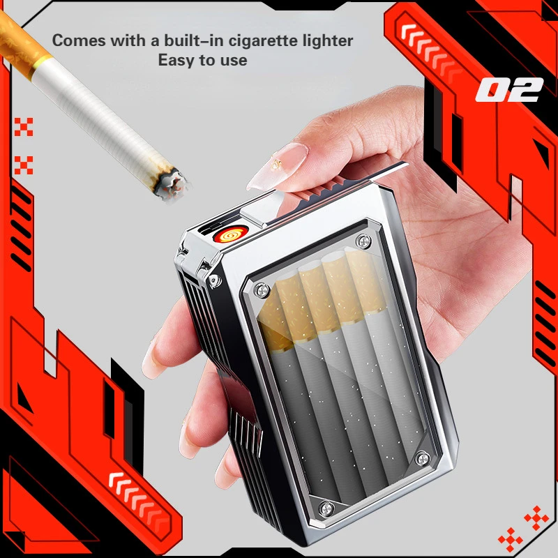 Transparent Cigarette Case with Tungsten Wire Igniter & Mech Style for 20 Thick Cigarettes