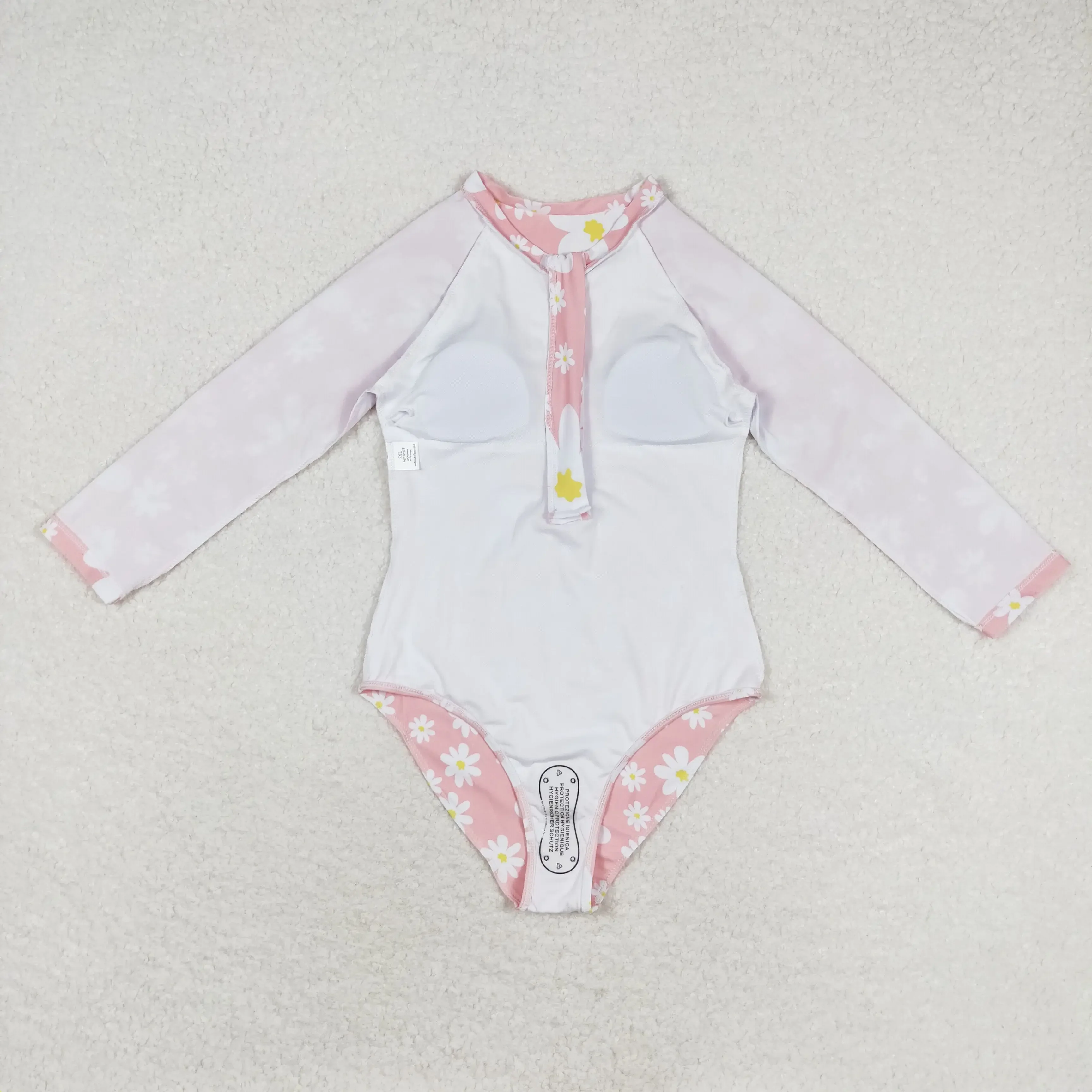 الجملة طفلة طويلة الأكمام بدلة السباحة طفل الصيف قطعة واحدة الداخلية الأزهار ملابس الرضع الأطفال زهرة ملابس السباحة