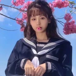 Japanese High School Girl Sailor Outfit Student JK Uniform Navy Sailor Suit Korean Style Skirt Seifuku Dress Set School Clothes