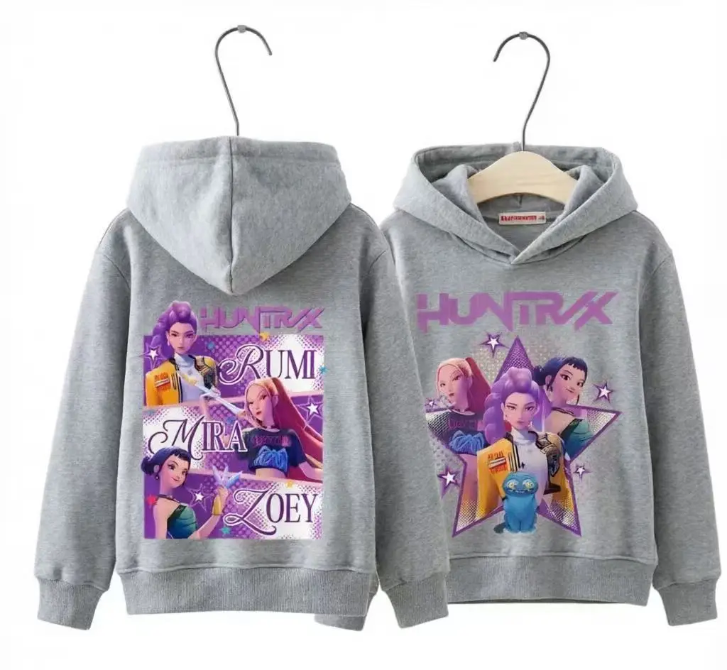Modischer Rumi Mira Zoey Grafik-Kapuzenpullover für Kinder, vorne und hinten, Kapuzen-Sweatshirt, Streetwear, lässig, langärmelig, Kinderkleidung für Jungen und Mädchen – Detail 4