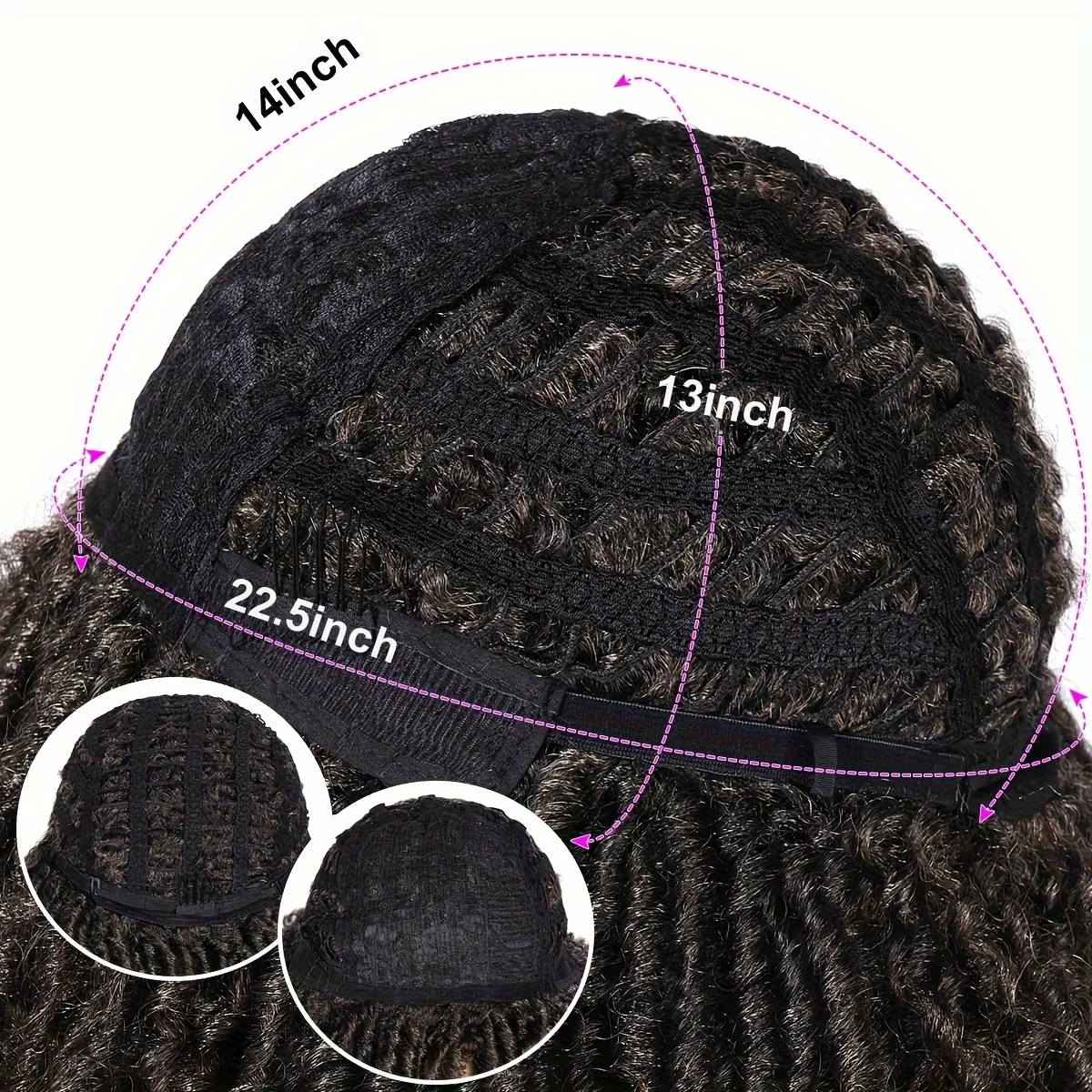 8inch black High Temperature Fiber Afro Curly Kinky Wigs , Basic Style with Rose Net Cap, 150% Density, Comfortable Breathable