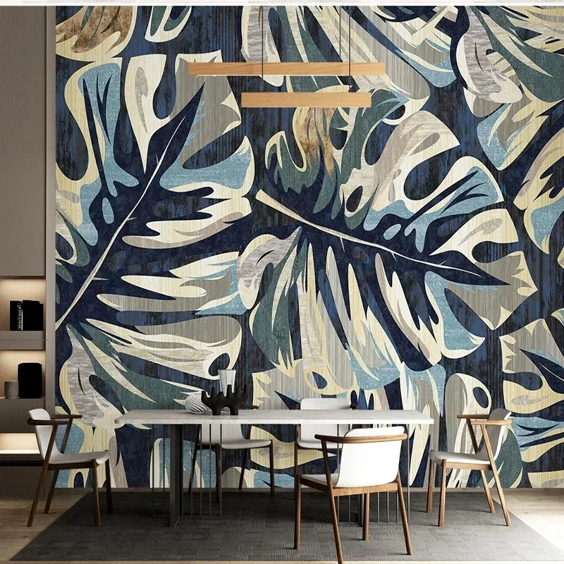 Nordic Retro Tropical Plant Leaves Photo Mural Wallpaper Living Room TV Sofa Luxury Home Decor Wall Cloth Waterproof 3D Fersco