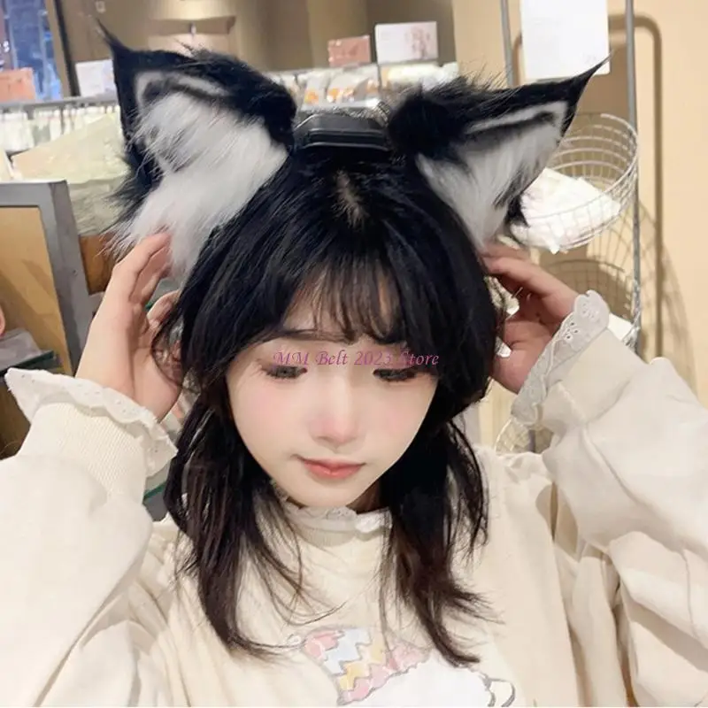 49ME Electric Anime Headband Furry Wolf Animal Kitten Ears Carnivals Party Toy