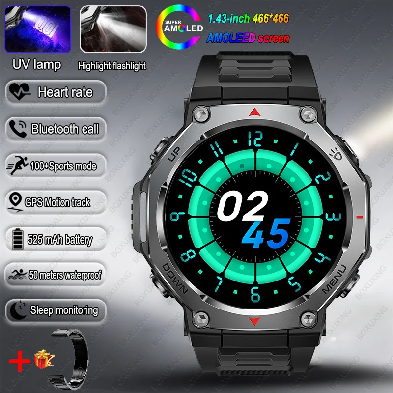 2025 NEW For HUIAWE GPS Smart Watch Men 10ATM IPX8 Waterproof Smart Watches Compass Altimeter Barometric 1.43'' AMOLED Bracelet