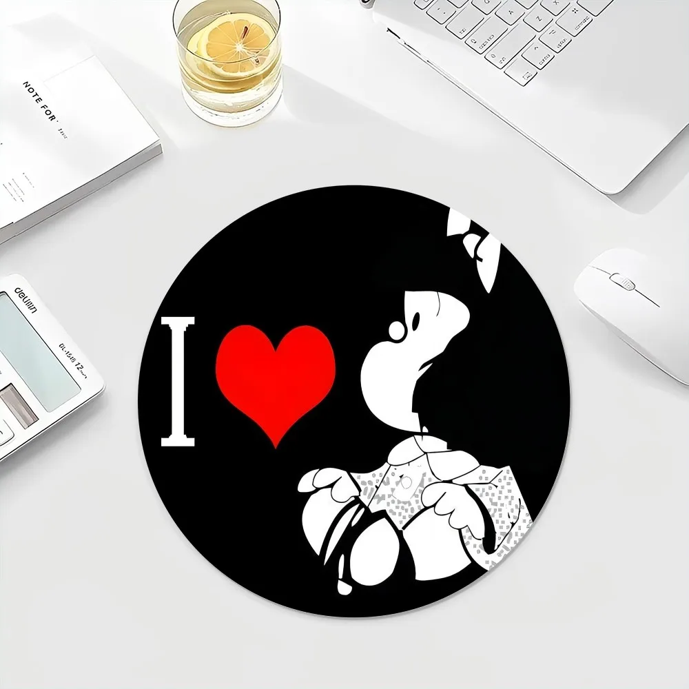 Mafalda Small Round Office Student Gaming Thickened Writing Pad Non-slip Cushion Mouse Pad Padmouse Desk Play Mats