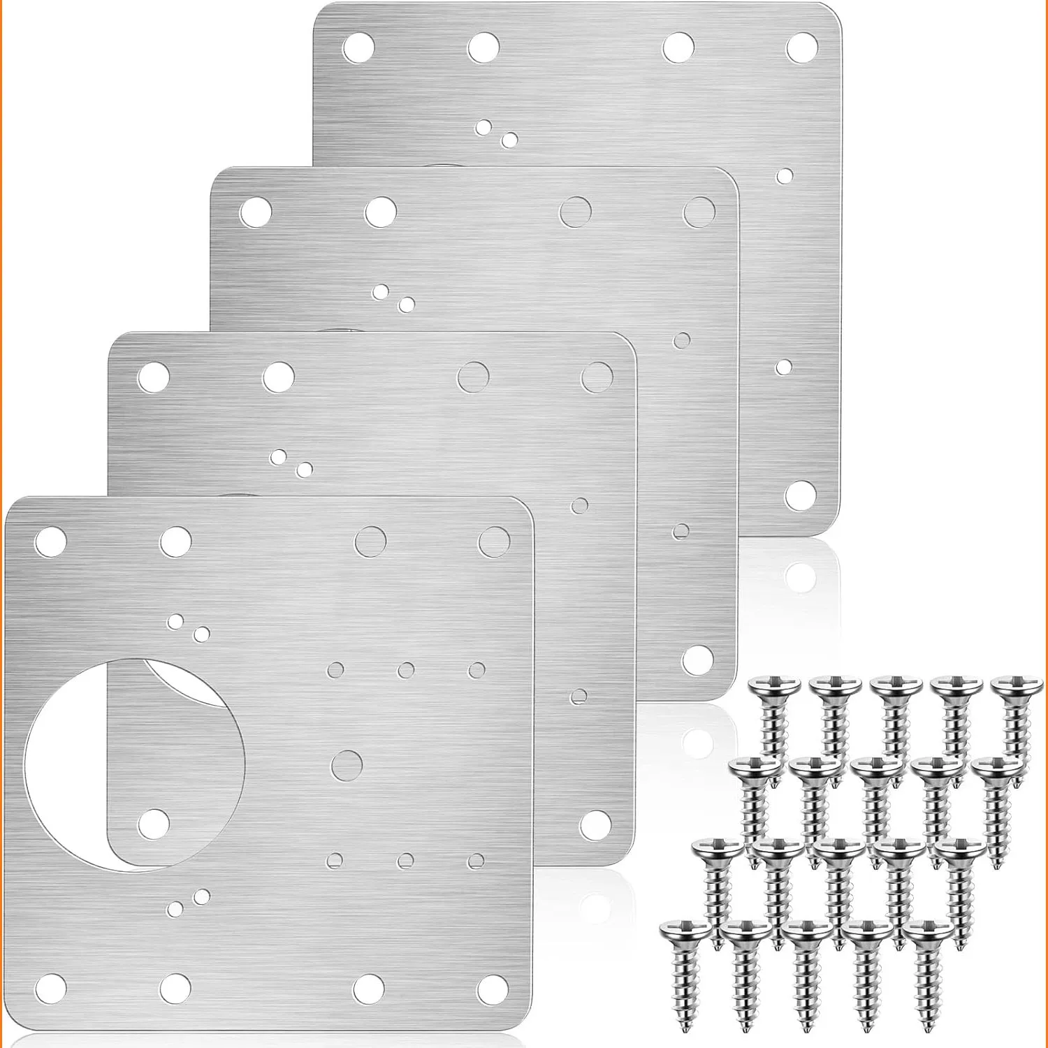 Cabinet Hinge Repair Plate Kit Kitchen Cupboard Door Hinge Mounting Plate With Holes Flat Fixing Brace Brackets Household Tools