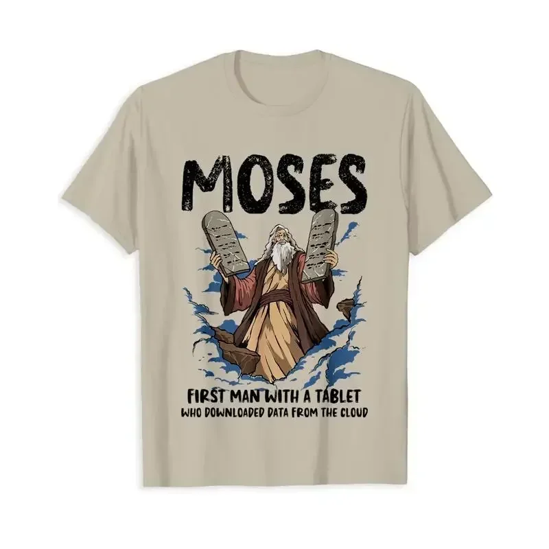 NEW LIMITED The First Man with a Tablet Funny Moses Christian Humor T Shirt