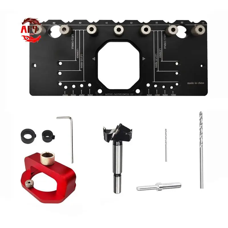 

AF90-35Mm Concealed Hinge Jig, Shelf Pin Drilling Guide, Cabinet Hinge Mounting Jig Locator, Woodworking Hinge Hole Punch