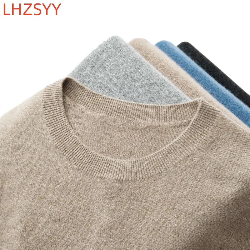 

LHZSYY First-line of clothing Men's Cashmere Sweater Autumn O-Neck Pullovers Merino 100% Wool Sweater Long Sleeve Soft Knit Tops