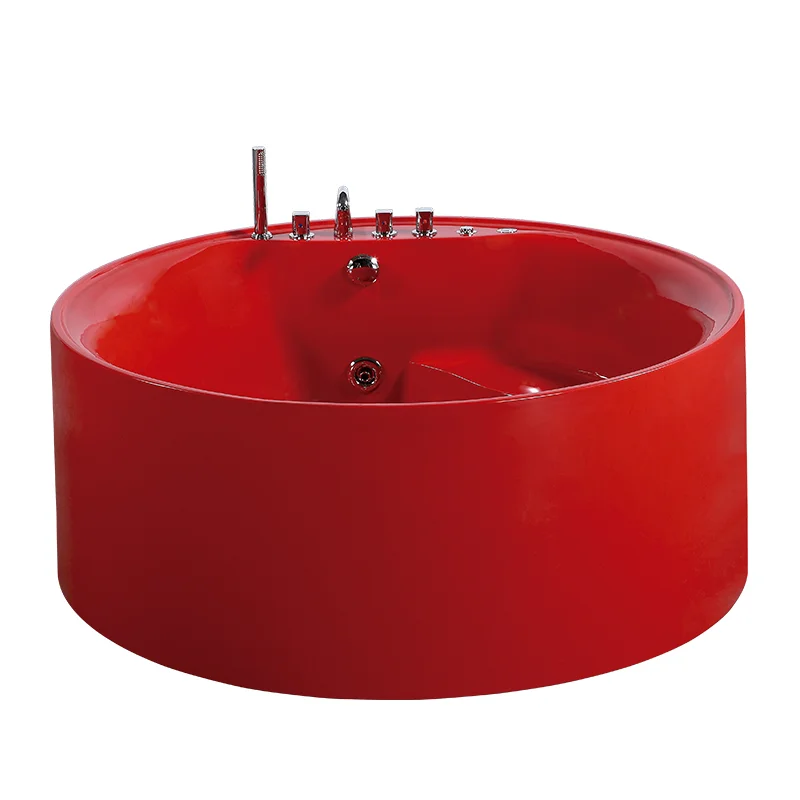 Red plastic bathtub adult fat bathtub bubble bubble red bathtub