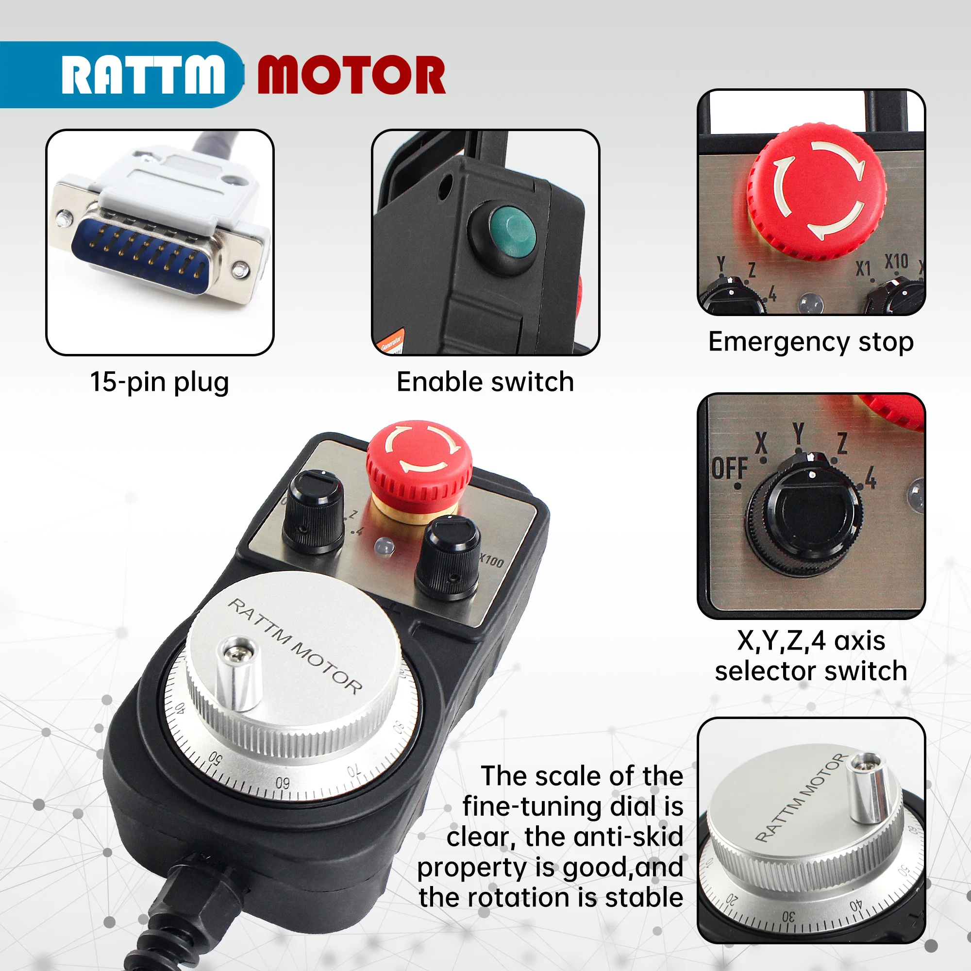 3 Axis 4 Axis CNC Offline Motion Controller DDCS V4.1 + Pendant Handwheel with E-Stop For Lathe Router Machine