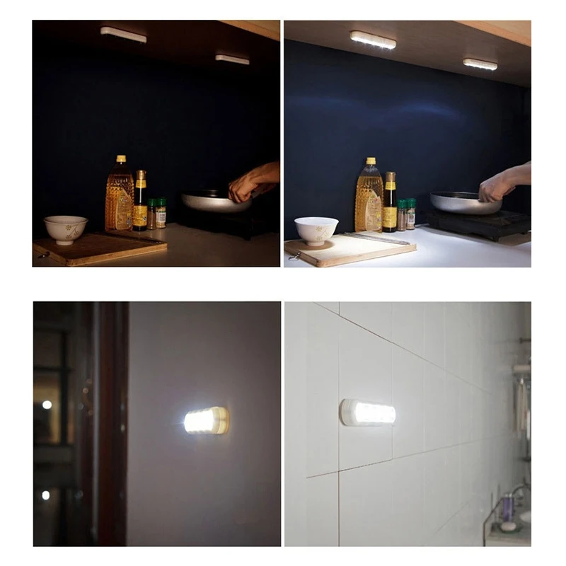 Luzes LED Puck com interruptor dimmer contato, sob a iluminação do armário