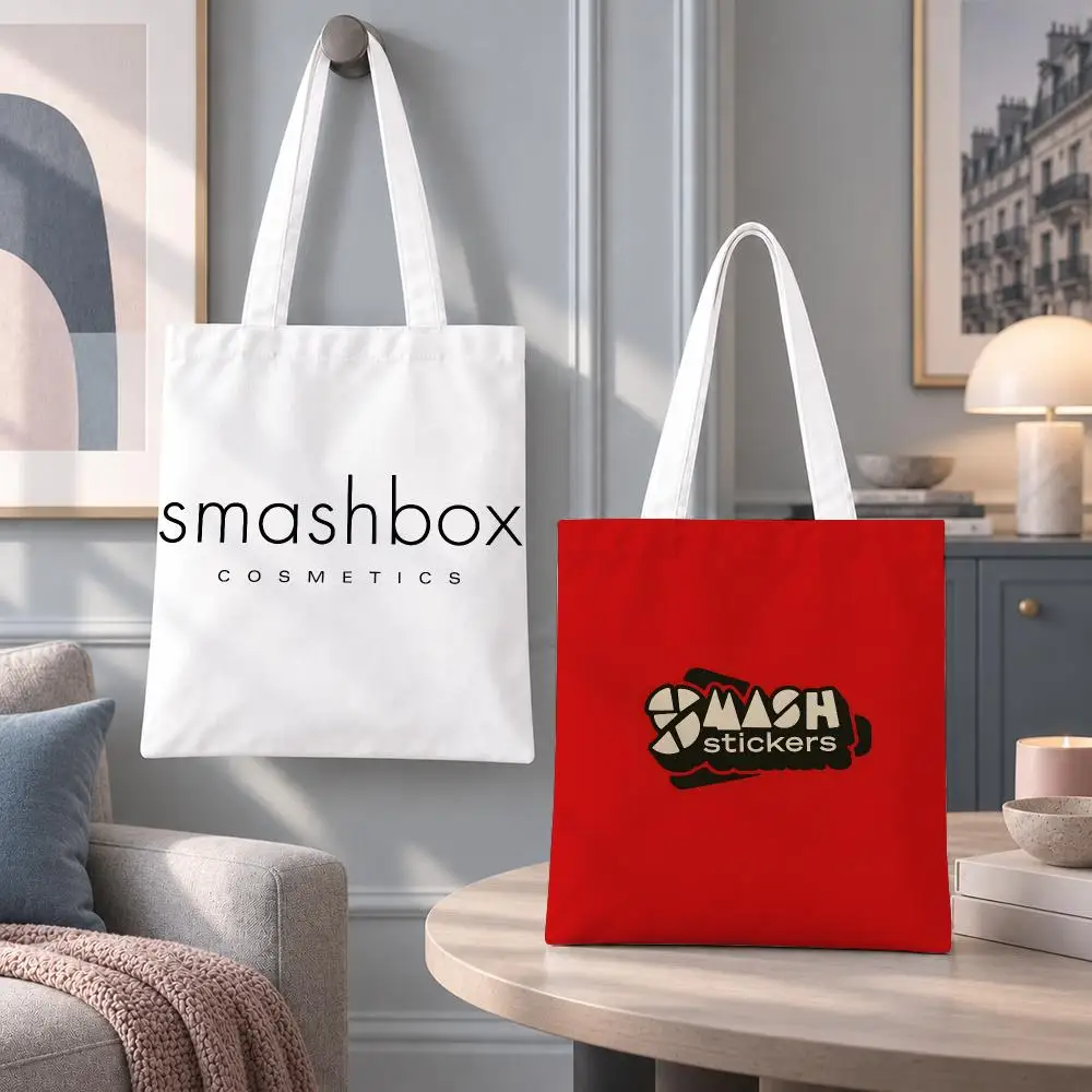 Popular Brand Smashbox Storage Bags Eco Canvas Tote Odorless Reusable Double Print Shopping Bag