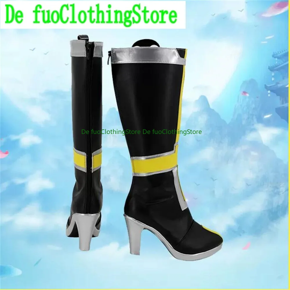 DefuoClothing Kaixa Cosplay Sapatos Botas Jogo Anime Jogo Role-playing Sapatos e Botas Festa de Halloween