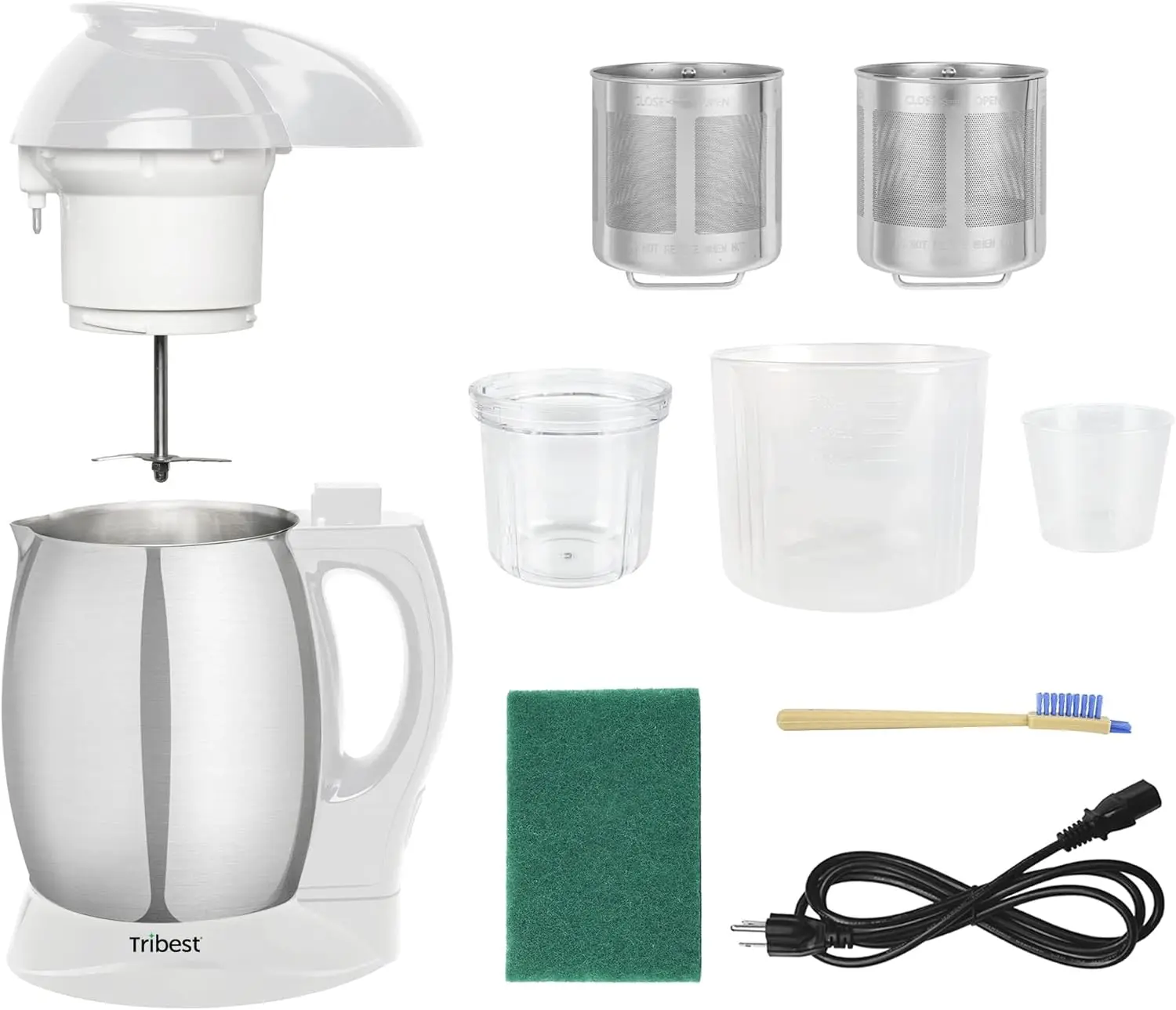 Deluxe Automatic Nut Milk Maker e Soy Milk Machine, Aço Inoxidável Branco