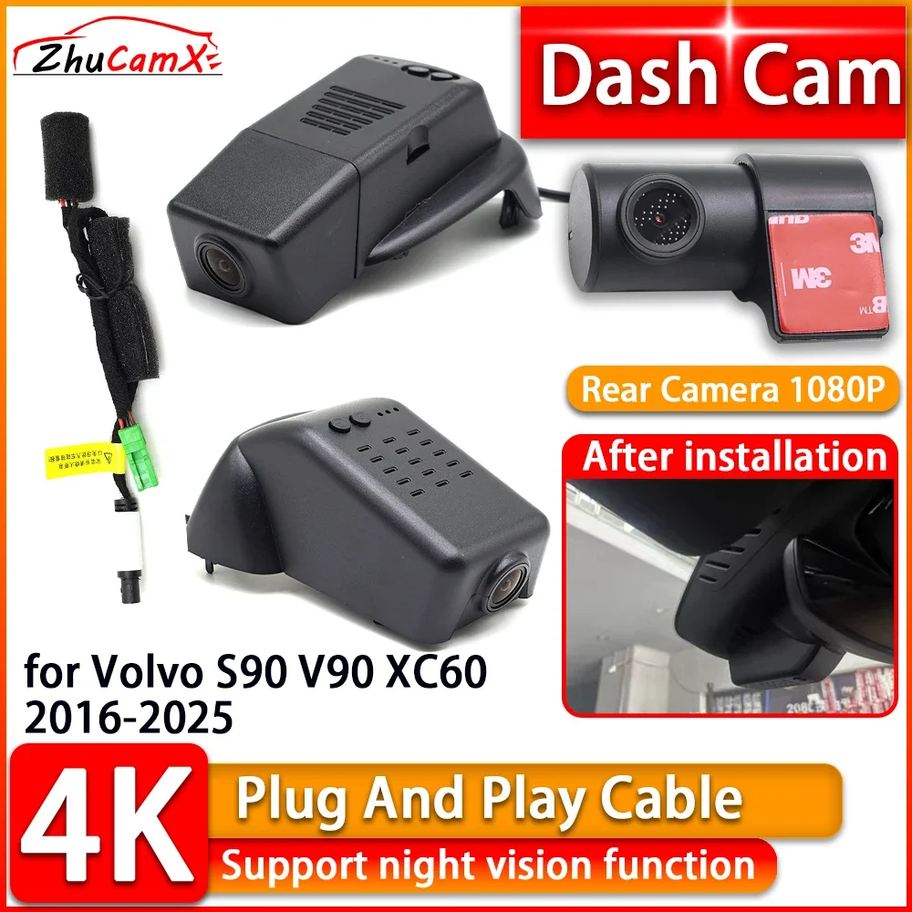

UHD Wiifi 4K Dash Cam for Volvo S90 V90 XC60 2016-2025 2160P DVR Front Rear Car Camera Plug and Play Video Recorder Night Vision