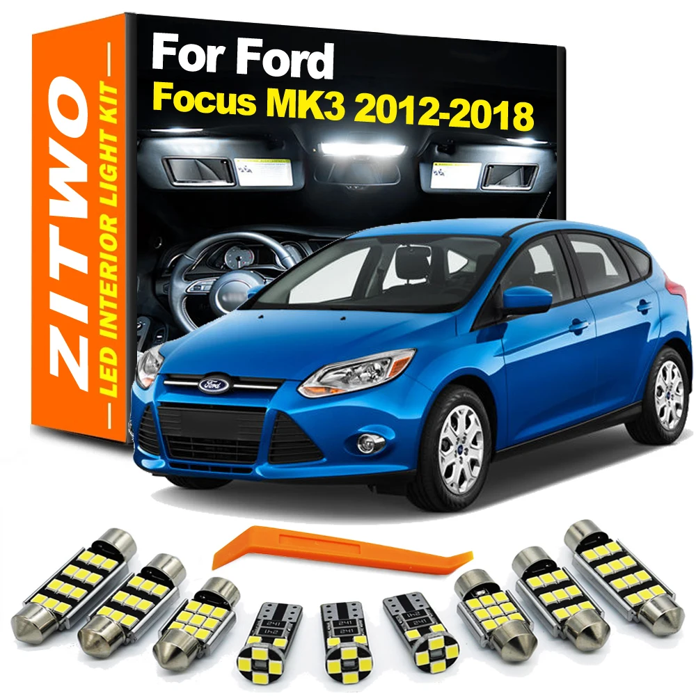 ZITWO 8Pcs For Ford Focus 3 MK3 ST 2012 2013 2014 2015 2016 2017 2018 LED Bulb Dome Map Interior Trunk Reading Light Kit Canbus