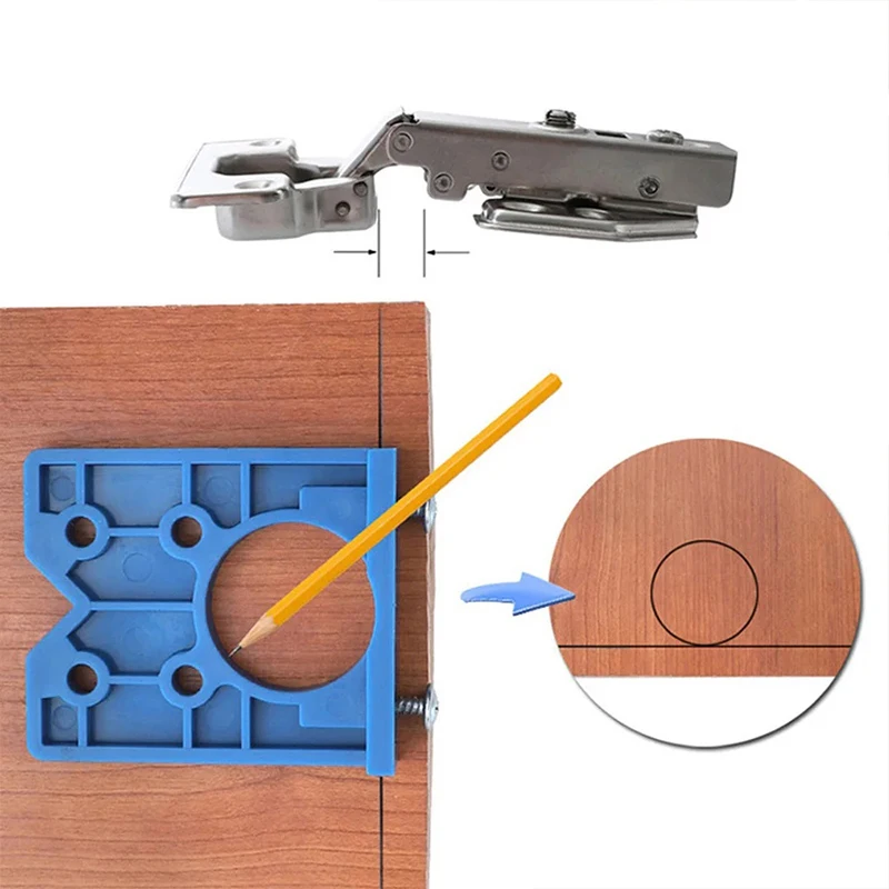 35mm Adjustable Hinge Hole Drilling Guide Locator Woodworking Door Hole Opener Jig Cabinet Accessories for Power Tools