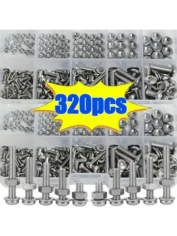 Hex Nuts and Bolt Set - 320 pieces/120 pieces, durable M2 - M5 metric size, universal hardware kit for DIY projects and repairs
