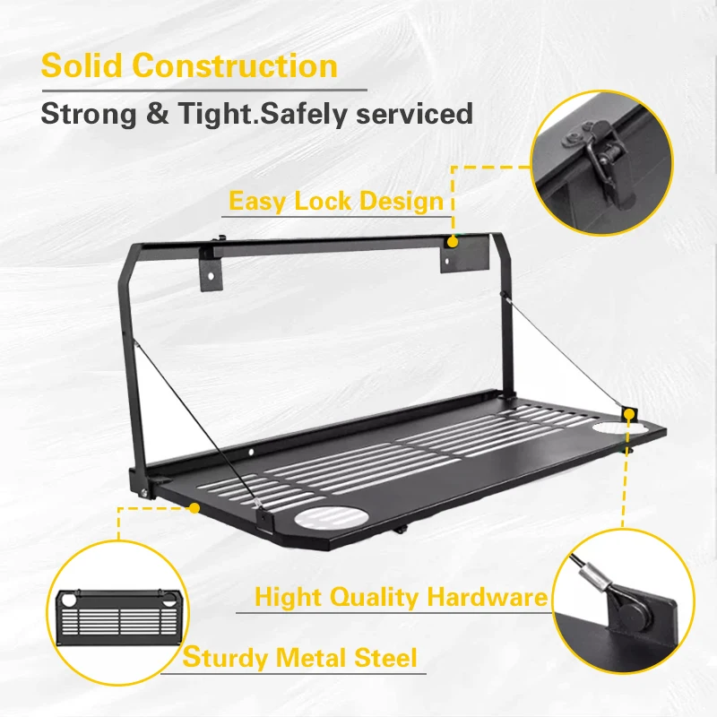 

Новая складная полка для хранения на задней двери, черная алюминиевая подставка для багажника для Jeep Wrangler JL LU 2018+