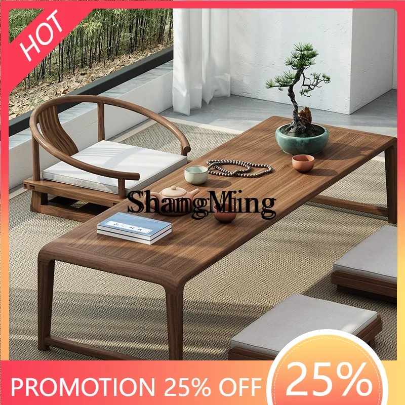 

CL table walnut tatami bay window small tea solid wood kang table new Chinese tea zen low